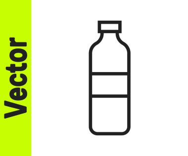 Beyaz arka planda izole edilmiş siyah çizgi su ikonu. Soda su içme tabelası. Vektör İllüstrasyonu