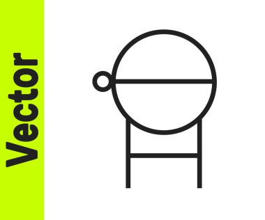 Siyah çizgi ızgara ikonu beyaz arka planda izole edildi. Barbekü ızgara partisi. Vektör İllüstrasyonu