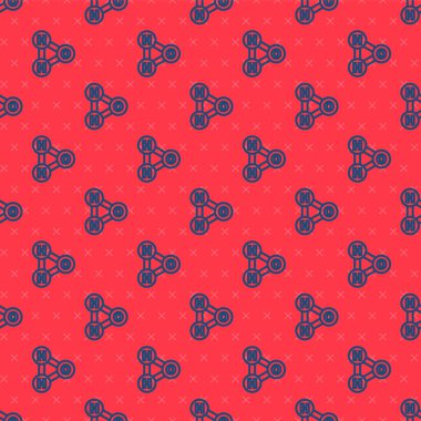 Su damlaları için mavi çizgili kimyasal formül kırmızı zeminde izole edilmiş ikon şekilli ikon. Vektör İllüstrasyonu