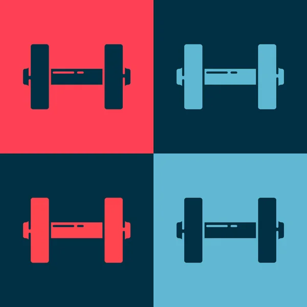 Pop Art Dumbbell Icon Isolated Color Background Muscle Lifting Icon — Stock Vector