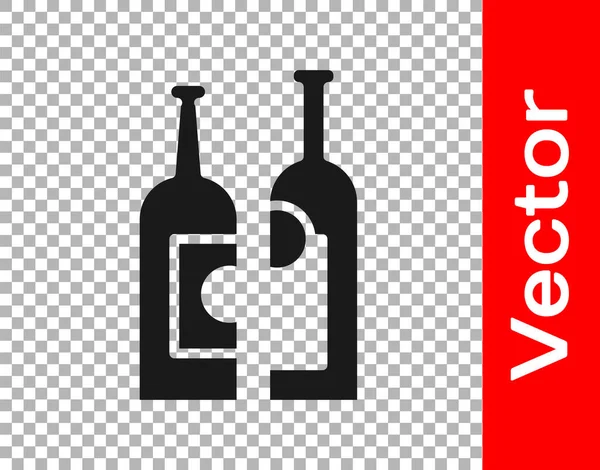 Botellas Negras Vino Icono Aislado Sobre Fondo Transparente Ilustración Vectorial — Vector de stock