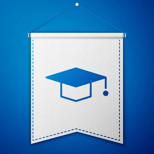 Blå Graduation Cap Ikon Isolerad Blå Bakgrund Examen Hatt Med — Stock vektor