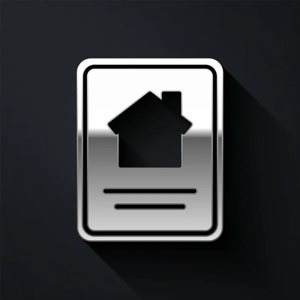 Silver Online Real Estate House Tablet Εικονίδιο Απομονώνονται Μαύρο Φόντο — Διανυσματικό Αρχείο