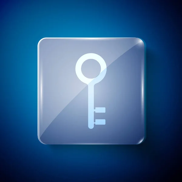 Значок Ключа Белого Дома Выделен Синем Фоне Квадратные Стекла Векторная — стоковый вектор