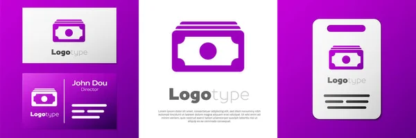 Logotype Stacks Paper Money Cash Icon Isolated White Background Money — Stock Vector