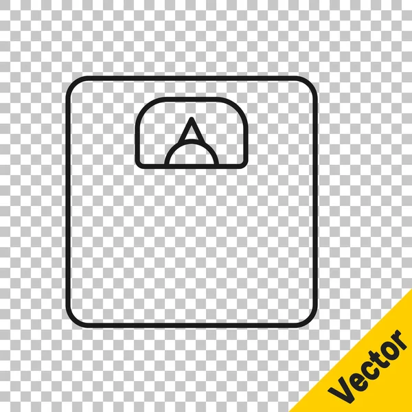 Zwarte Lijn Badkamerweegschalen Pictogram Geïsoleerd Transparante Achtergrond Gewicht Meten Apparatuur — Stockvector