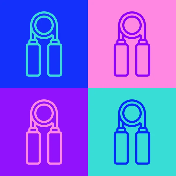 Pop art line Sport expander icon isolated on color background. Sport equipment. Vector Illustration — Stock Illustration Pop Art Line Sport Expander Icon Isolated Color Background Sport Vector Graphics