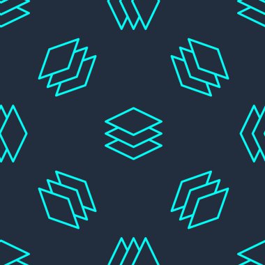 Yeşil çizgi tabaka tekstil ikonu mavi arka planda izole edilmiş kusursuz desen. Kumaş özellikleri. Vektör İllüstrasyonu