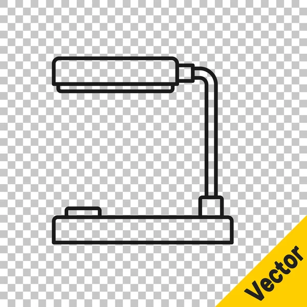 Schwarze Linie Tischlampensymbol Isoliert Auf Transparentem Hintergrund Bürotischlampe Vorhanden Vektorillustration — Stockvektor