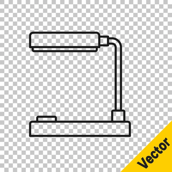 黑色线 表灯图标隔离在透明背景上 台办公室灯 矢量插图 — 图库矢量图片