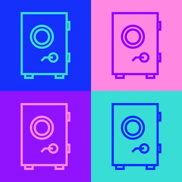 Pop Art Line Icono Seguro Aislado Sobre Fondo Color Puerta — Archivo Imágenes Vectoriales