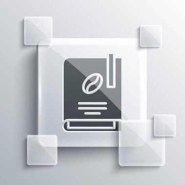 Gri kahve kitabı ikonu gri arka planda izole edilmiş. Kare cam paneller. Vektör İllüstrasyonu