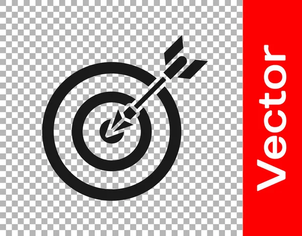 Cible Noire Avec Icône Flèche Isolée Sur Fond Transparent Panneau — Image vectorielle