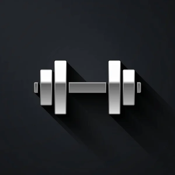 Silver Dumbbell Icon Isolated Black Background Muscle Lifting Icon Fitness — Stock Vector