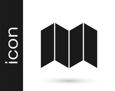 Gri katlanmış harita simgesi beyaz arkaplanda izole edildi. Vektör İllüstrasyonu