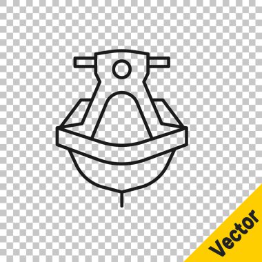 Siyah çizgi Jet ski simgesi şeffaf arkaplanda izole edildi. Su motoru. Olağanüstü bir spor. Vektör İllüstrasyonu