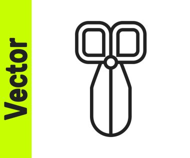 Siyah çizgi makas simgesi beyaz arkaplanda izole edildi. Alet kesme işareti. Vektör İllüstrasyonu