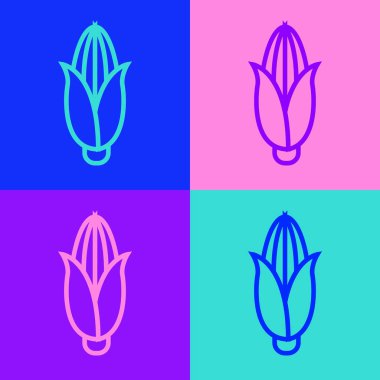 Popüler sanat eseri mısır ikonu renk arkaplanında izole edilmiş. Vektör İllüstrasyonu