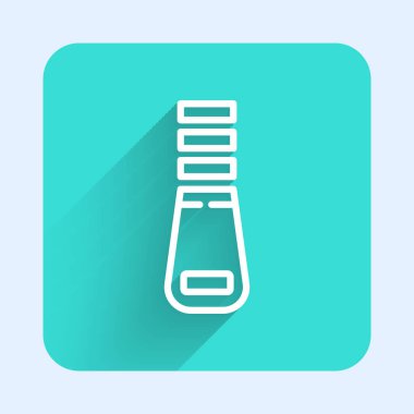 Beyaz çizgi Zipper simgesi uzun gölgeli izole edilmiş. Yeşil kare düğmesi. Vektör İllüstrasyonu