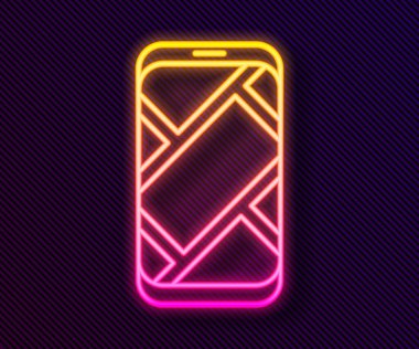 Şehir haritası yön bulma simgesinin parlayan neon hattı bilgileri siyah arkaplanda izole edildi. Mobil Uygulama Arayüzü tasarımı. Coğrafi konsept. Vektör İllüstrasyonu