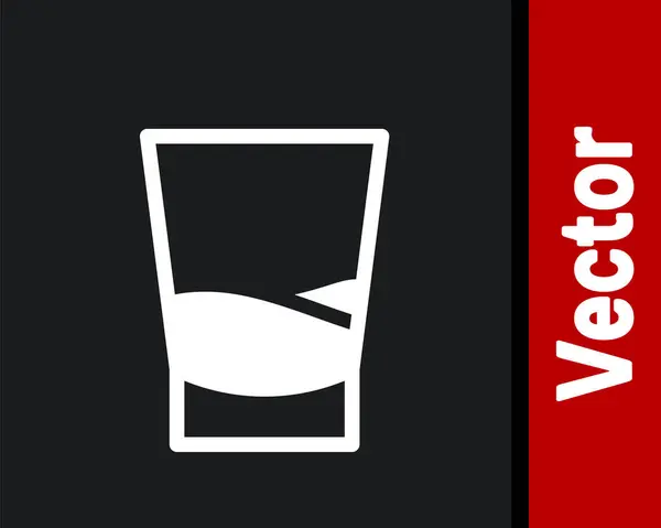 Vidro Branco Ícone Vodka Isolado Fundo Preto Ilustração Vetorial — Vetor de Stock