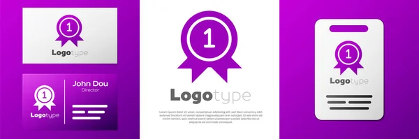 Logotype Icône Médaille Isolée Sur Fond Blanc Signe Réussite Gagnant — Image vectorielle