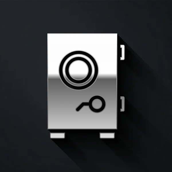 Icono Silver Safe Aislado Sobre Fondo Negro Puerta Caja Fuerte — Vector de stock