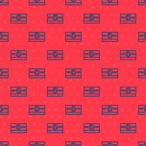 Blue Line Stacks Paper Money Icon Isolated Seamless Pattern Red — стоковый вектор