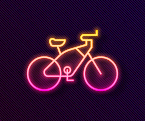 Ligne Lumineuse Néon Icône Vélo Isolé Sur Fond Noir Course — Image vectorielle