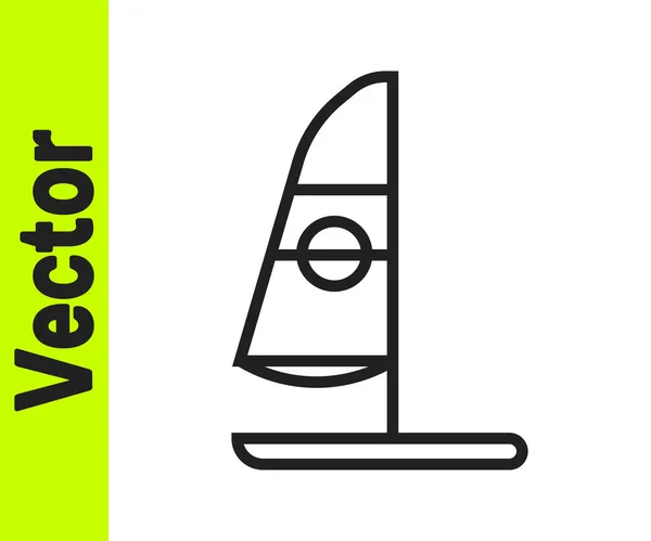Black Line Windsurfing Symbol Isoliert Auf Weißem Hintergrund Vektorillustration — Stockvektor