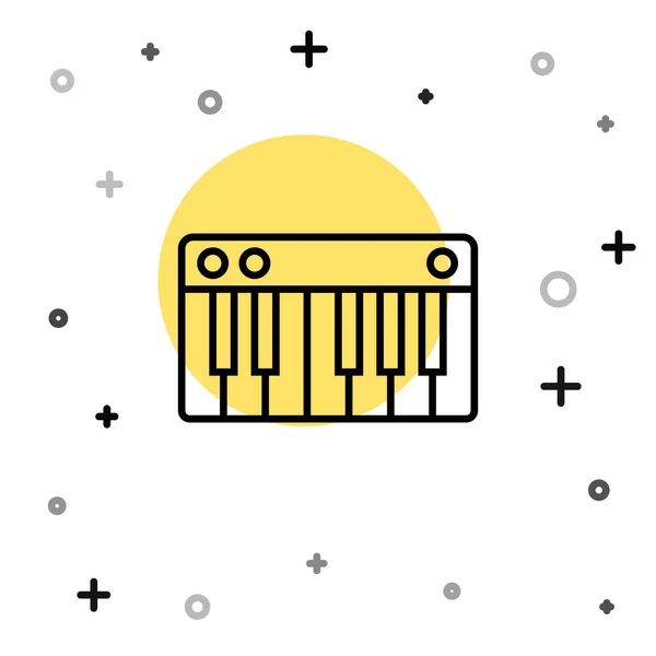 Línea Negra Icono Sintetizador Música Aislado Sobre Fondo Blanco Piano — Vector de stock