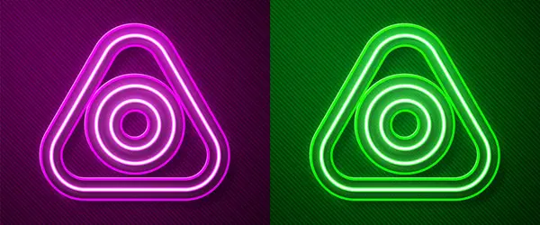 Gloeiende Neon Lijn Naaien Krijtpictogram Geïsoleerd Paarse Groene Achtergrond Vector — Stockvector