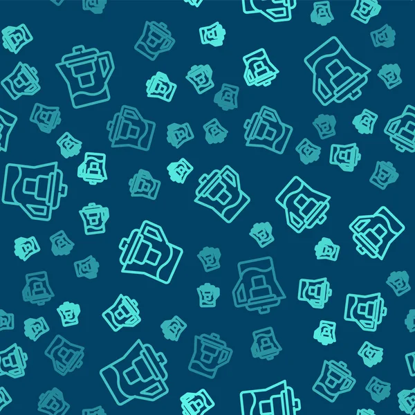 Green line Water jug with a filter icon isolated seamless pattern on blue background. Vector Illustration — Stock Illustration Green Line Water Jug Filter Icon Isolated Seamless Pattern Blue Stock Illustration