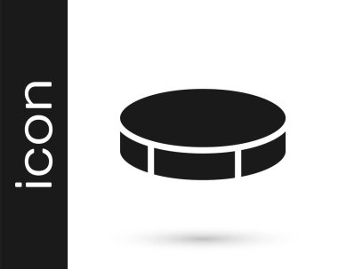 Gri hokey diski simgesi beyaz arka planda izole edildi. Spor malzemeleri. Vektör İllüstrasyonu.