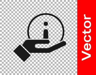 Şeffaf arkaplanda siyah bilgi simgesi izole edildi. Vektör İllüstrasyonu.