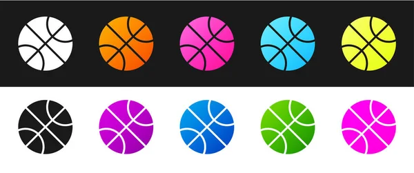 Set Basketballsymbol Isoliert Auf Schwarzem Und Weißem Hintergrund Sport Symbol — Stockvektor