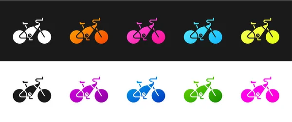 Set Bicycle Icon Isolated Black White Background Bike Race Extreme — Stock Vector