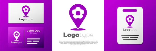 Logotype Τοποθεσία Εικονίδιο Λουλουδιών Που Απομονώνεται Λευκό Φόντο Στοιχείο Προτύπου — Διανυσματικό Αρχείο