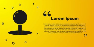 Sarı arkaplanda Black Push iğne simgesi izole edildi. Raptiye işareti. Vektör İllüstrasyonu.