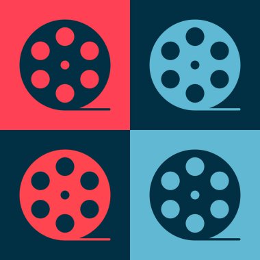 Pop Art Film makarası ikonu renk arkaplanında izole edilmiş. Vektör İllüstrasyonu.