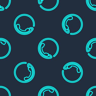 Yeşil Hat Telefon 24 saat destek ikonu mavi arka planda izole edilmiş pürüzsüz desen. Tüm gün müşteri destek merkezi. Tam zamanlı çağrı servisi. Vektör İllüstrasyonu.