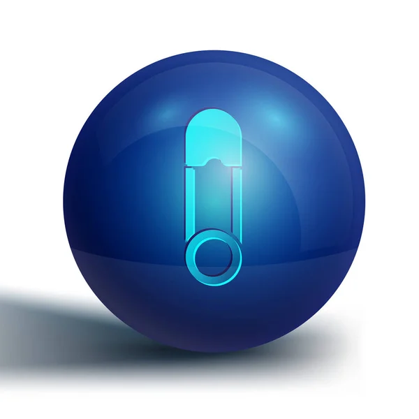 Μπλε Κλασικό Κλειστό Χάλυβα Ασφαλείας Εικονίδιο Καρφίτσα Απομονώνονται Λευκό Φόντο — Διανυσματικό Αρχείο