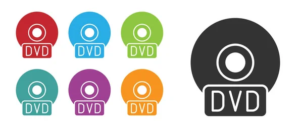 Black Dvd Disk Icon Isolated White Background Compact Disc Sign — Stock Vector