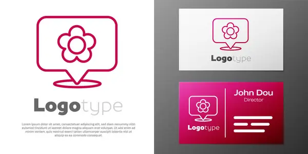 Logotyp Linie Standort Mit Blumensymbol Auf Weißem Hintergrund Logo Design — Stockvektor