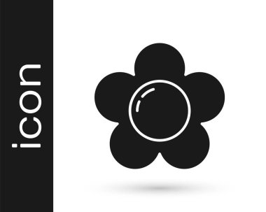 Beyaz arka planda gri çiçek ikonu izole edildi. Vektör İllüstrasyonu