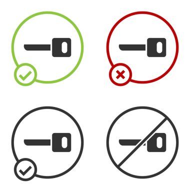 Siyah Anahtar simgesi beyaz arkaplanda izole edildi. Çember düğmesi. Vektör İllüstrasyonu