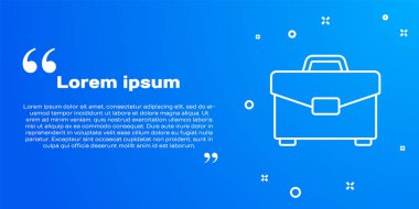 Beyaz çizgi evrak çantası simgesi mavi arkaplanda izole edildi. İş ilanı. İş portföyü. Vektör İllüstrasyonu