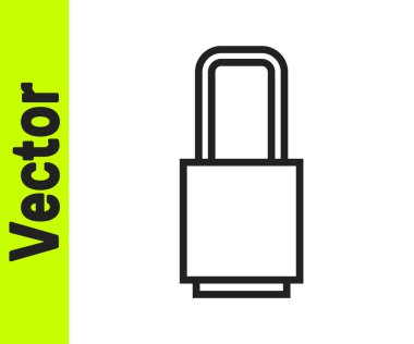 Siyah çizgi kilidi simgesi beyaz arkaplanda izole edildi. Asma kilit işareti. Güvenlik, güvenlik, koruma, gizlilik kavramı. Vektör İllüstrasyonu