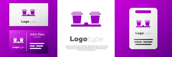 Logotype Tasse Café Pour Aller Icône Isolée Sur Fond Blanc — Image vectorielle