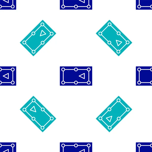 Modrý Kulečníkový Stůl Ikona Izolované Bezešvé Vzor Bílém Pozadí Kulečník — Stockový vektor